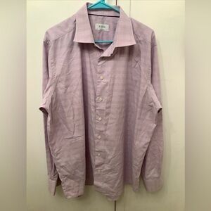 ETON CONTEMPORARY FIT 46 18 XXL DRESS SHIRT Pink CHECK & PLAID Cotton​​​​​​